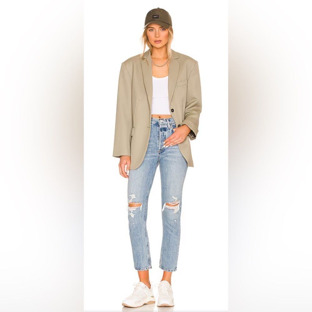 Agolde Riley high rise straight distressed crop Jeans 25
